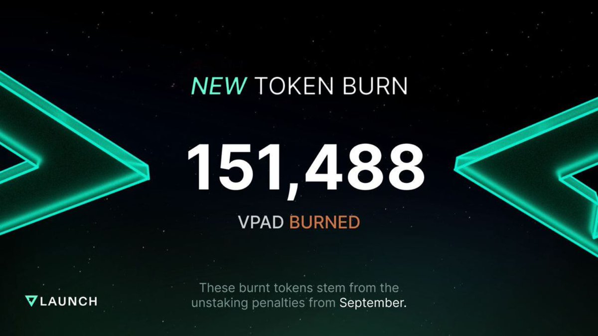 VLaunchCOM's tweet photo. TOKEN BURN ANNOUNCEMENT♨️     

151,488 $VPAD Tokens are now history #VARRIORS! 

These burnt tokens stem from the Early Unstaking Penalties for September. 

TXN Details👇 https://t.co/9OYGg0mGqm