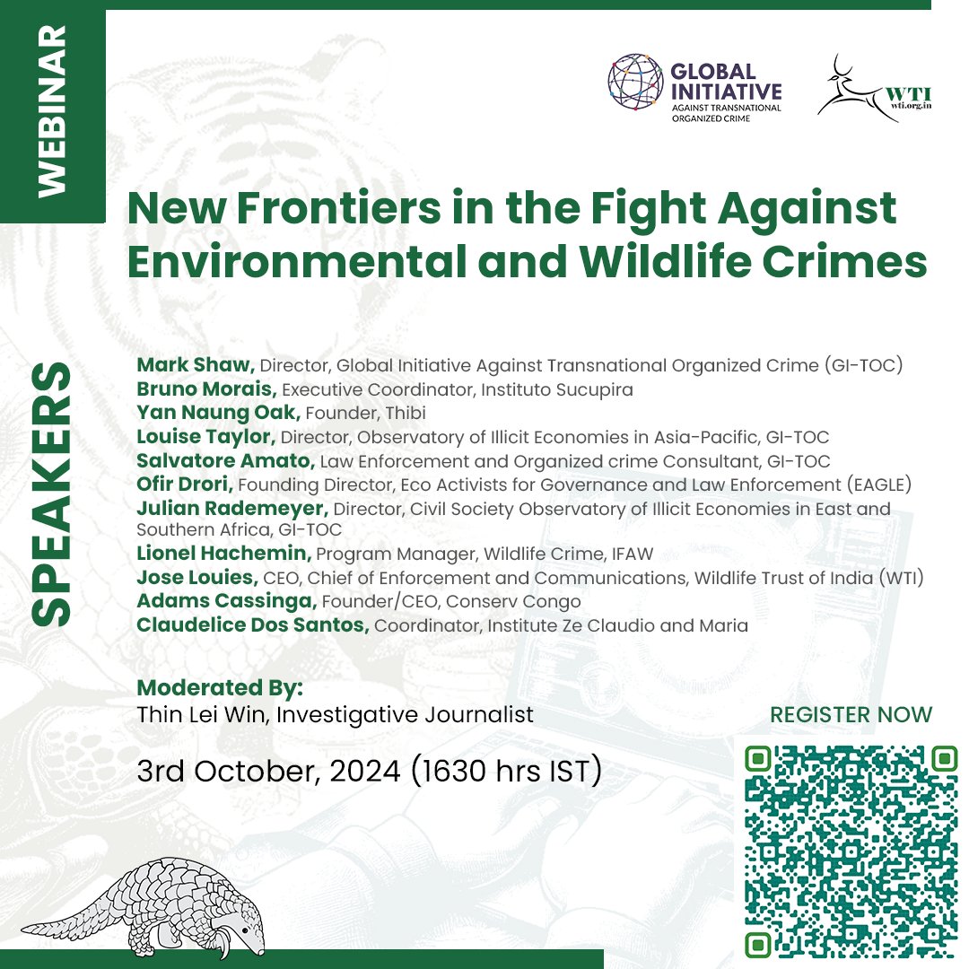 Join us for an insightful webinar, 'New Frontiers in the Fight Against Environmental and Wildlife Crimes', where experts will discuss the latest trends, technologies, and policies shaping the battle against environmental exploitation &amp; #WildlifeTrafficking

Hosted by <a href="/GI_TOC/">Global Initiative</a>