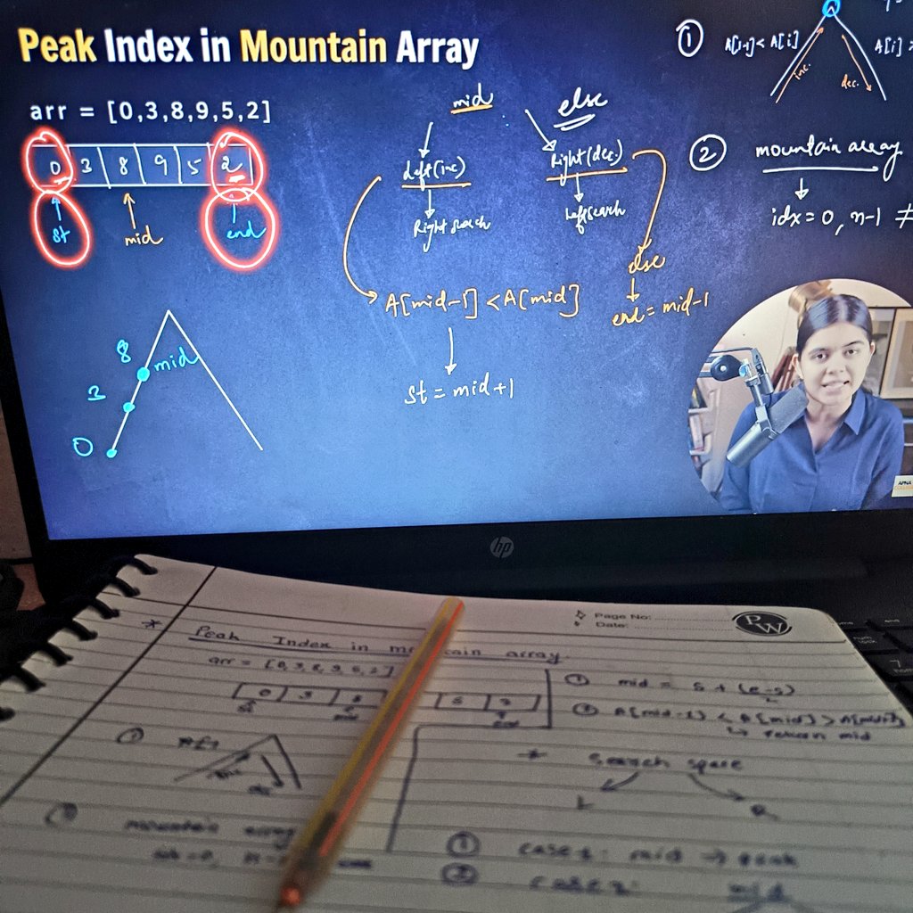 dev_nitishkumar's tweet photo. 🚀 Day 19: Binary Search Level Up!

Today I solved LeetCode 852 - Peak Index in Mountain Array using Binary Search!

Huge thanks to @ShradhaKhapra_ Didi for making it easy to understand!🙏

#Day19 #DSA #BinarySearch #LeetCode #MountainArray #ApnaCollege #CodingJourney https://t.co/8nX6Cae2k5