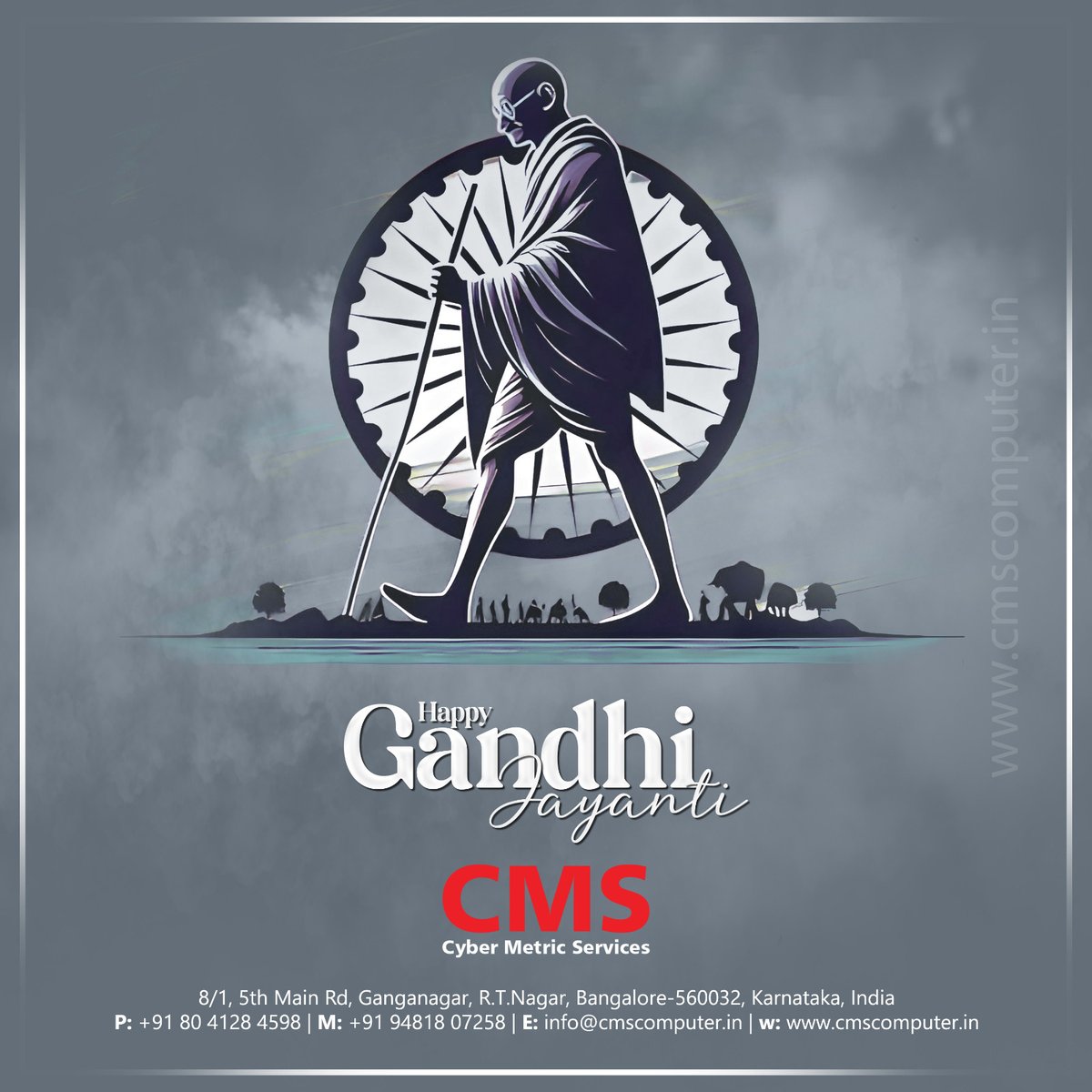 cms_computer's tweet image. Happy #GandhiJayanti from CMS Computer Training Institute! 🌍 Let’s honor Mahatma Gandhi’s values of truth &amp;amp; non-violence as we grow through education. 📚
📞 +91 9481807258 /+91 80 41284598
🌐 cmscomputer.in
#CMSComputer #SoftwareTraining #CADTraining #PLMTraining #Tally
