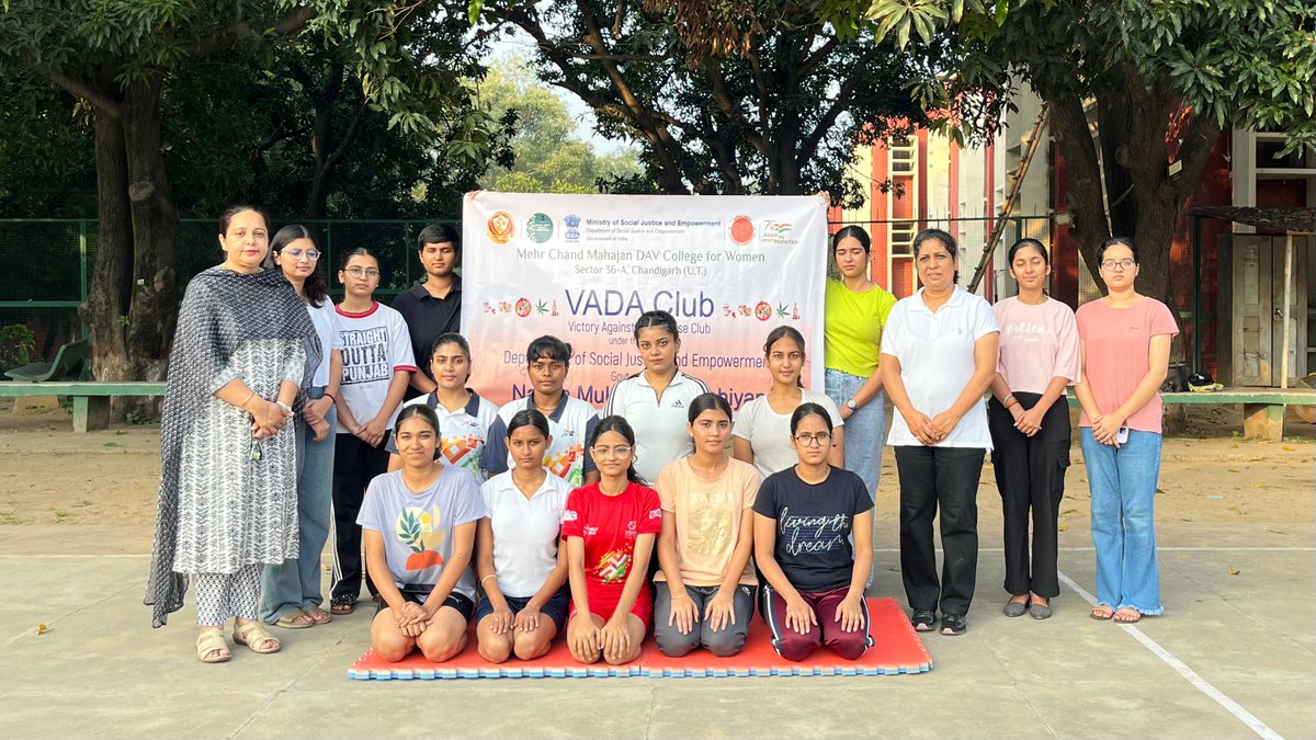 VADA Club of Mehr Chand Mahajan DAV College for Women Chandigarh, organised YOGÀSANA COMPETITION 
<a href="/PMOIndia/">PMO India</a> <a href="/MSJEGOI/">Ministry of Social Justice & Empowerment, GOI</a> <a href="/NMBA_MSJE/">Nasha Mukt Bharat Abhiyaan</a> <a href="/NISD_India/">National Institute of Social Defence (NISD)</a>
<a href="/NCA_UK/">National Crime Agency (NCA)</a> <a href="/CDSCO_INDIA_INF/">CDSCO_INDIA_INFO</a> <a href="/narcoticsbureau/">NCB INDIA</a>
<a href="/IASassociation/">IAS Association</a>