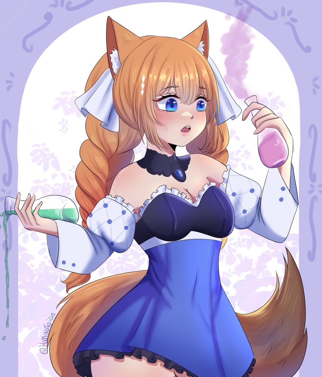 <a href="/NaxarahVT/">Naxarah 🧪✨️</a> ¡siento que este ha sido de mis dibujos más lindos ultimamente! 
"oye...tu sabes de química, yo sé del negocio"
-Hana