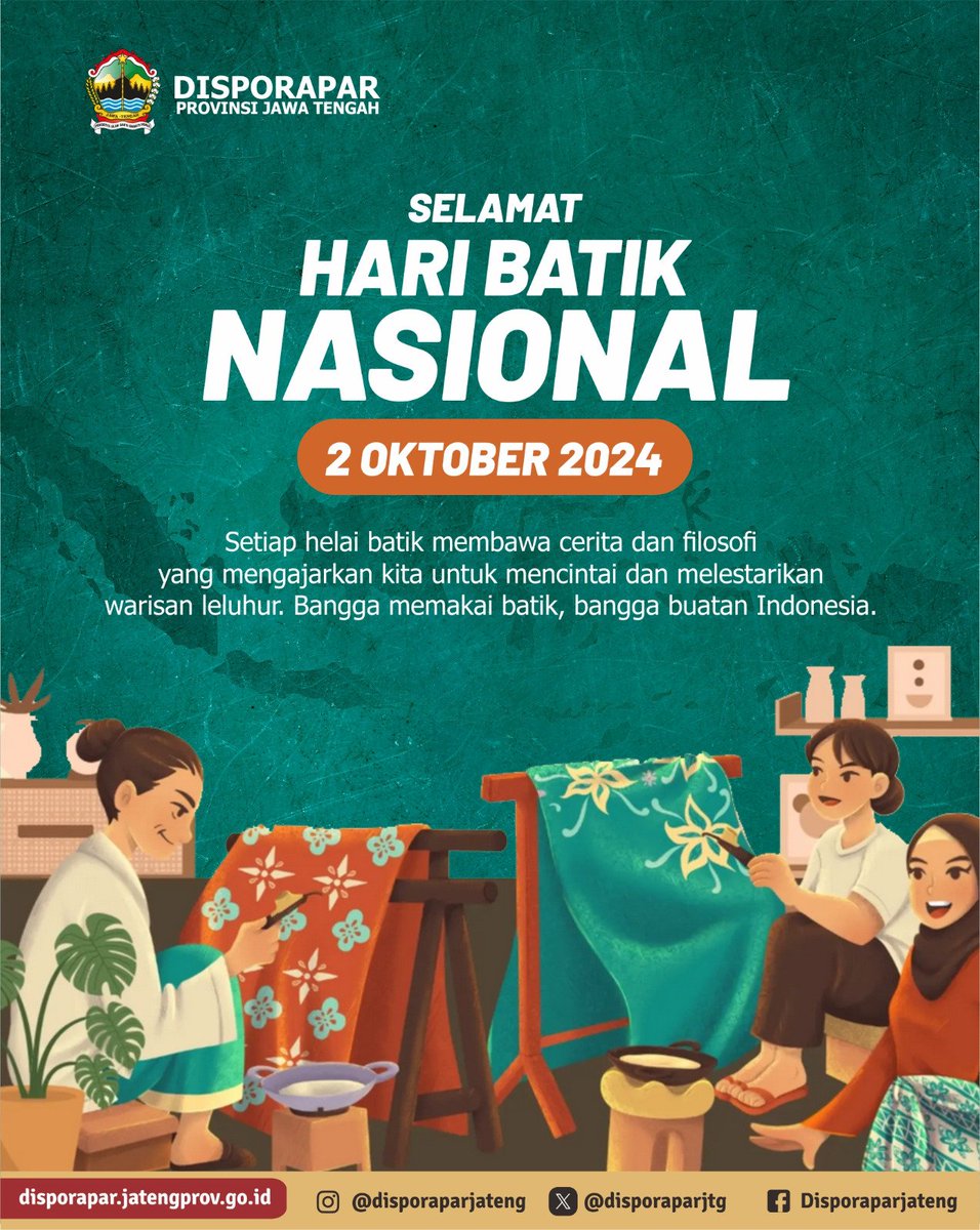Selamat Hari Batik Nasional! 🇮🇩

Setiap helai batik membawa cerita dan filosofi yang mengajarkan kita untuk mencintai dan melestarikan warisan leluhur. Bangga memakai batik, bangga buatan Indonesia.
#HariBatikNasional #haribatik