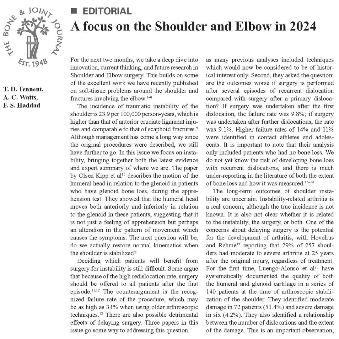 The Bone & Joint Journal (@bonejointj) on Twitter photo For the next two months, we take a deep dive into innovation, current thinking, and future research in Shoulder and Elbow surgery.
#BJJ #Shoulder #Elbow #Surgery <a href="/DuncanTennent/">duncan tennent</a> <a href="/myelbowdoc/">Adam C Watts</a> <a href="/bjjeditor/">Prof Fares Haddad</a>
ow.ly/gKvM50TzfFS For the next two months, we take a deep dive into innovation, current thinking, and future research in Shoulder and Elbow surgery.
#BJJ #Shoulder #Elbow #Surgery <a href="/DuncanTennent/">duncan tennent</a> <a href="/myelbowdoc/">Adam C Watts</a> <a href="/bjjeditor/">Prof Fares Haddad</a>
ow.ly/gKvM50TzfFS
