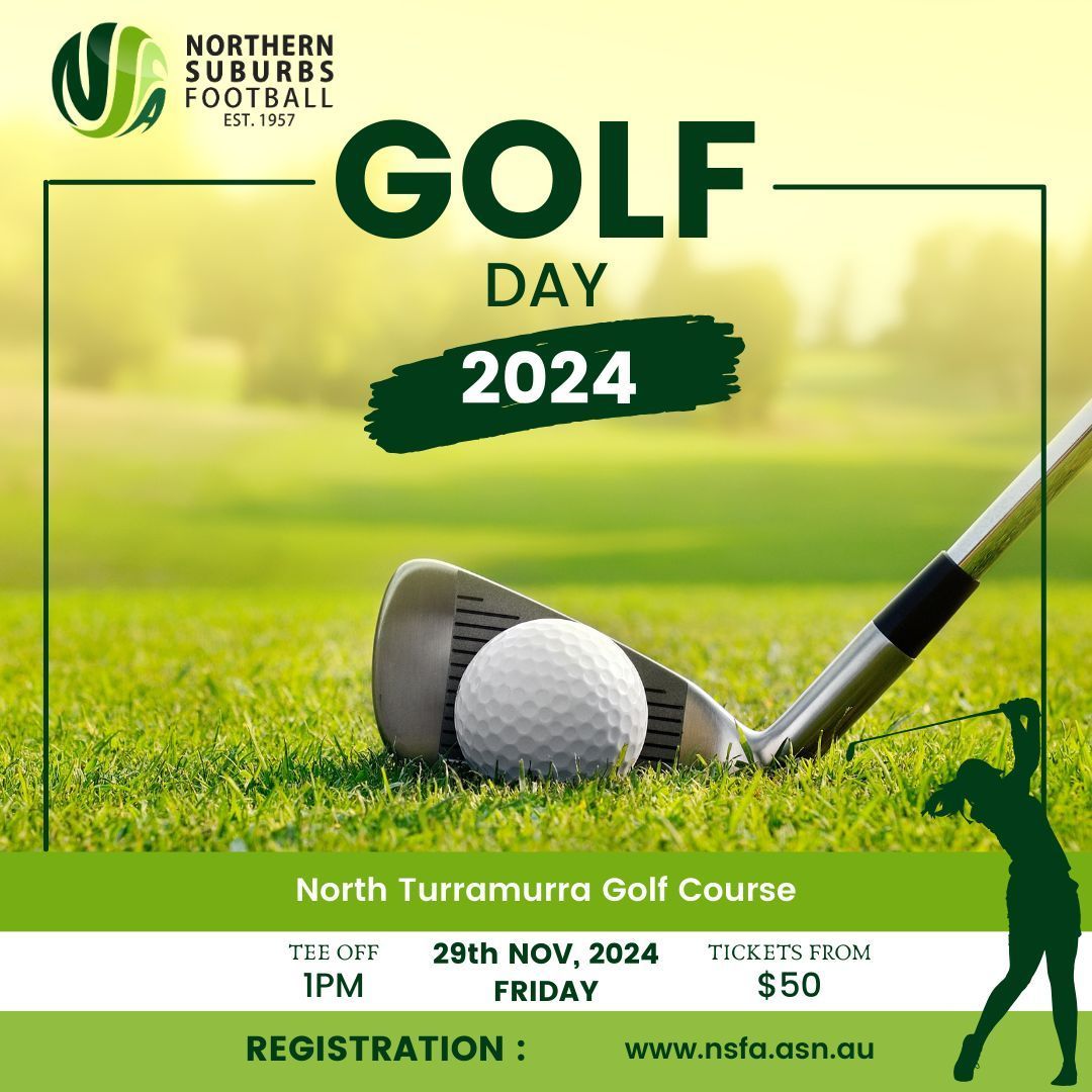📢 Get your committee and teammates together for the NSFA Golf Day on Friday, 29th November in partnership with Elite Golf NSW! ⛳️ 

Enjoy a day of golf, fun, and fundraising as we support the construction of new undercover seating at North Turramurra Recreation Area