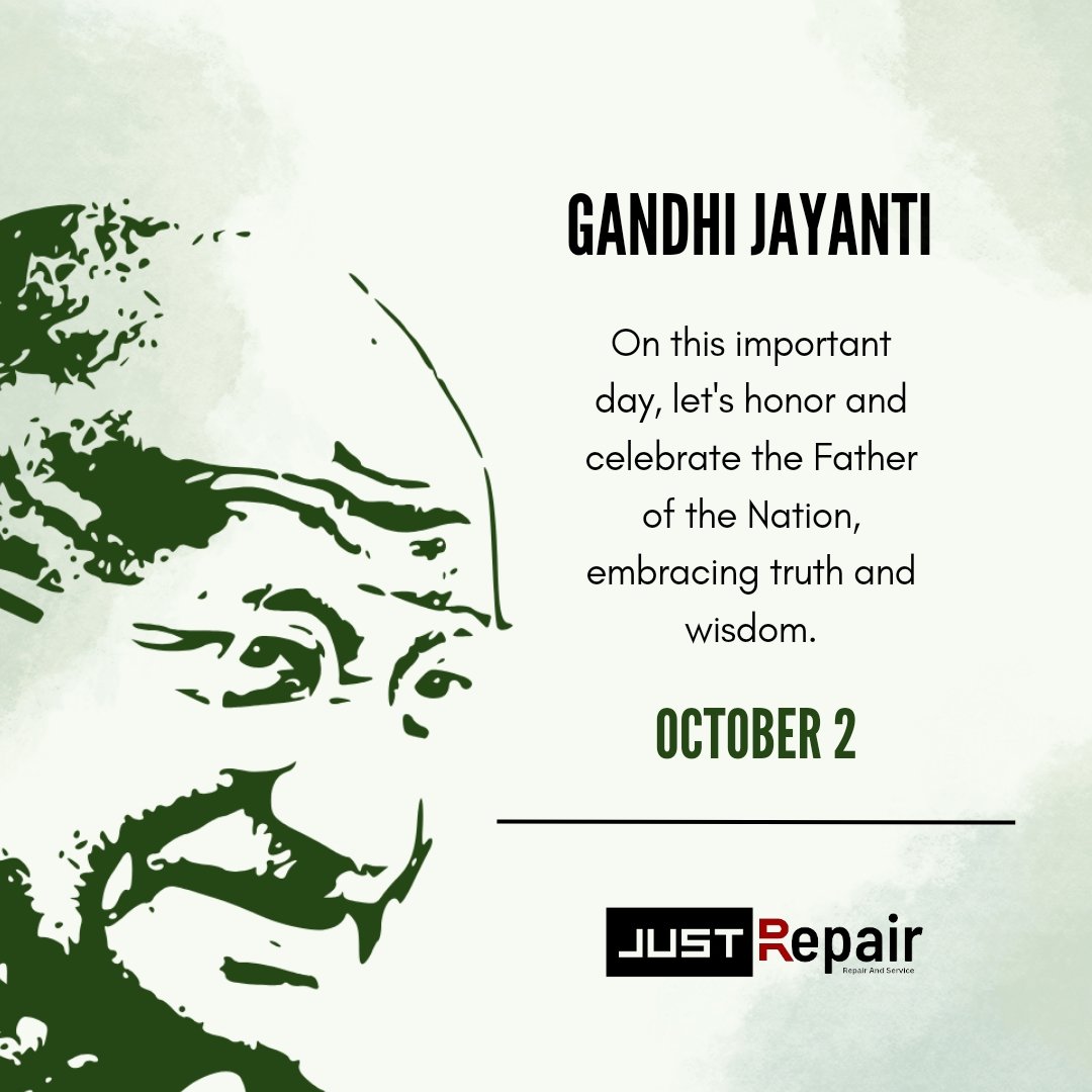 JustRepair_JR's tweet photo. On this important day, let's honor and celebrate the Father of the Nation, embracing truth and wisdom.

#GandhiJayanti2024 https://t.co/ilxHUUqbZy
