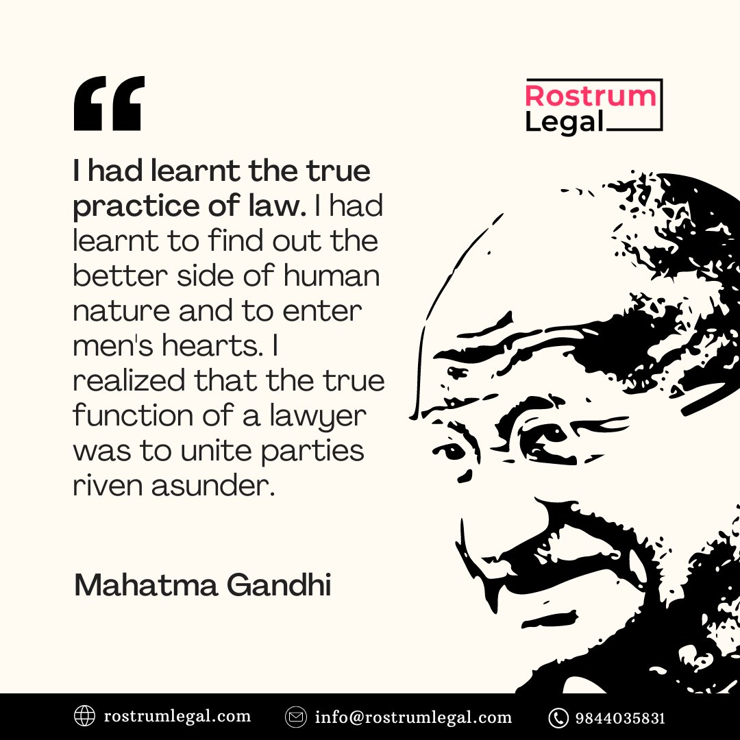 RostrumLegal's tweet photo. On this Gandhi Jayanti, let us remember the profound wisdom of Mahatma Gandhi and his vision for justice. Let’s strive to uphold these values in our legal practice and daily lives. #GandhiJayanti #MahatmaGandhi https://t.co/4ZFDZqmHGx