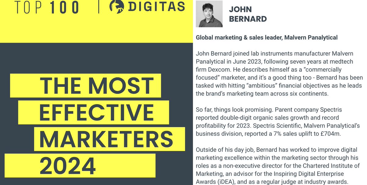Feel both honoured and proud to have once again made it into the annual ‘Marketing Week Top 100’ list; celebrating the most effective marketers over the last 12 months. marketingweek.com/top-100-market…