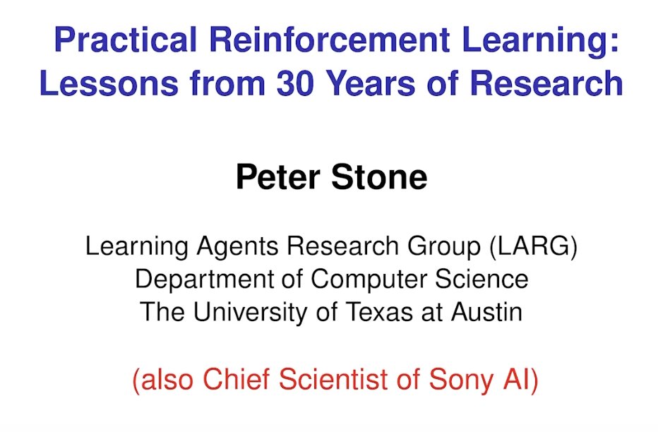 RL_Conference (@rl_conference) on Twitter photo 30 years of RL research and superhuman Gran Turismo: so excited to share <a href="/PeterStone_TX/">Peter Stone</a>'s talk:
(link below) 30 years of RL research and superhuman Gran Turismo: so excited to share <a href="/PeterStone_TX/">Peter Stone</a>'s talk:
(link below)