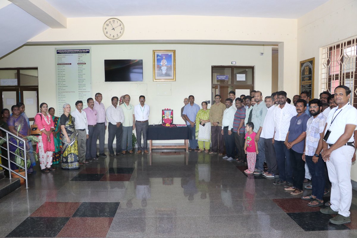 ANGRAU Celebrated Sri Mahatma Gandhi's Birth Anniversary on 02-10-2024 along with University Officers &amp; admin Staff at Administrative office, Lam, Guntur.