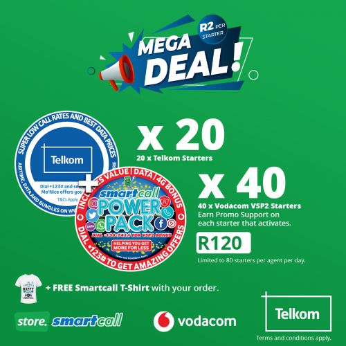 SmartcallVSP2's tweet photo. Earn R40 promo support on each Starter Pack that you activate successfully.
Order your 60 starters for R120 including free delivery https://t.co/cf8W8rFNUg
#SmartcallPremiumBoost
#VodacomVSP2PremiumSIM https://t.co/Ef2ZmTICyl