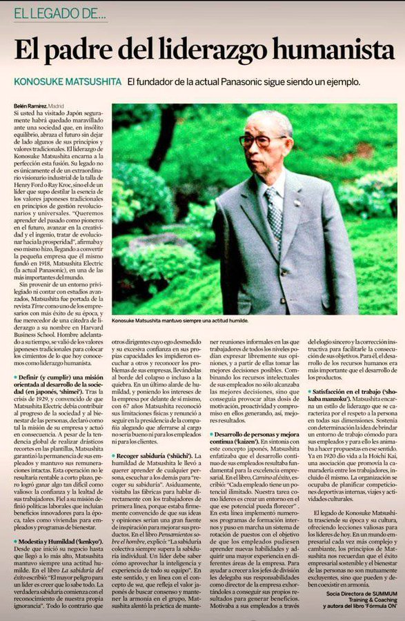 Interesante artículo   El padre del Liderazgo Humanista   Konosuke Matsushita