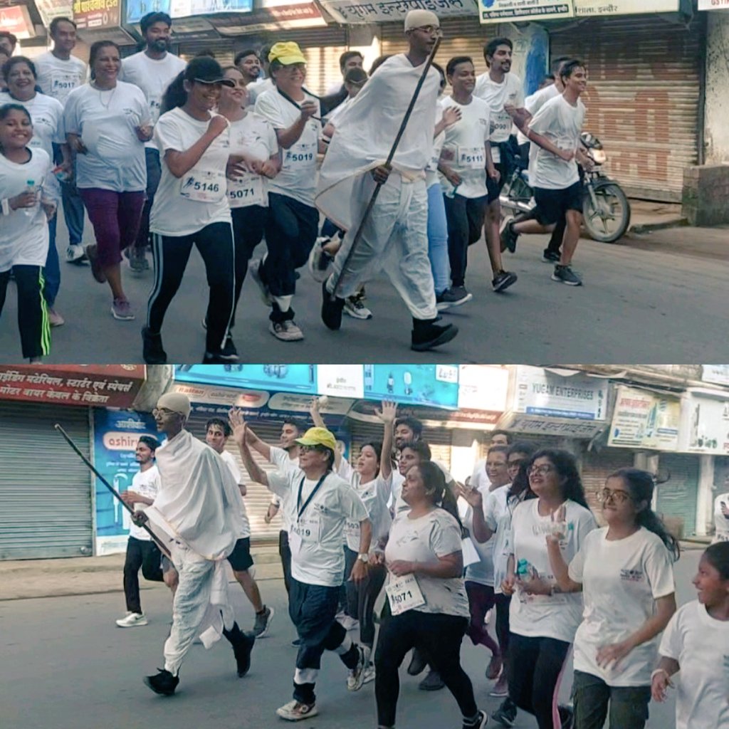 PhillipsPragya's tweet photo. "एक दौड़ अहिंसा की ओर" मिनी मैराथन 5 किलोमीटर तक का आयोजन मध्यप्रदेश के इंदौर शहर में सम्पन्न हुआ।
।।जय जगत।। #एक_दौड़_अहिंसा_की_ओर #OneRunTowardsAhimsa #WorldDayOfNonViolence #gandhikriya #sangam #gandhijayanti #constructivework
#गांधीक्रिया #संगम #गांधीजयंती #रचनात्मक_काम https://t.co/1J0KQl9Ahr