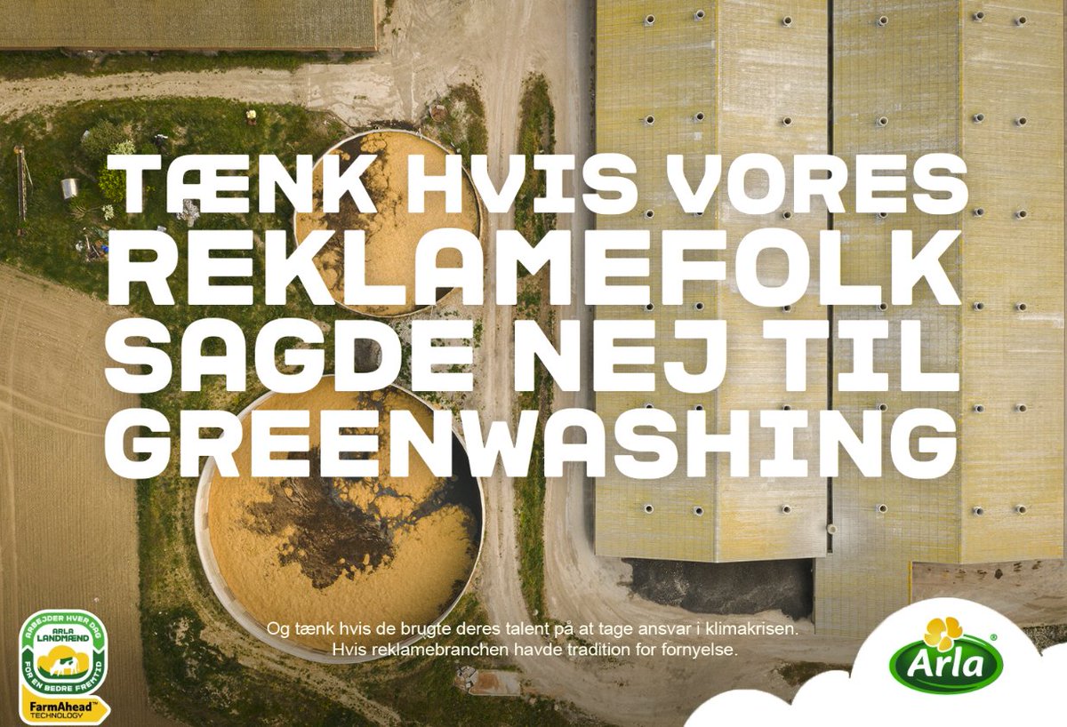 En skarp reklamemand stiller et skarpt spørgsmål: 

- Er greenwashing for Arla, midt i den klimakrise, vi står i, virkelig det ypperste, vi kan præstere inden for dansk reklame?

Tænk hvis reklamebranchen havde tradition for fornyelse.
Hans indlæg:  markedsforing.dk/artikler/debat… #dkpl