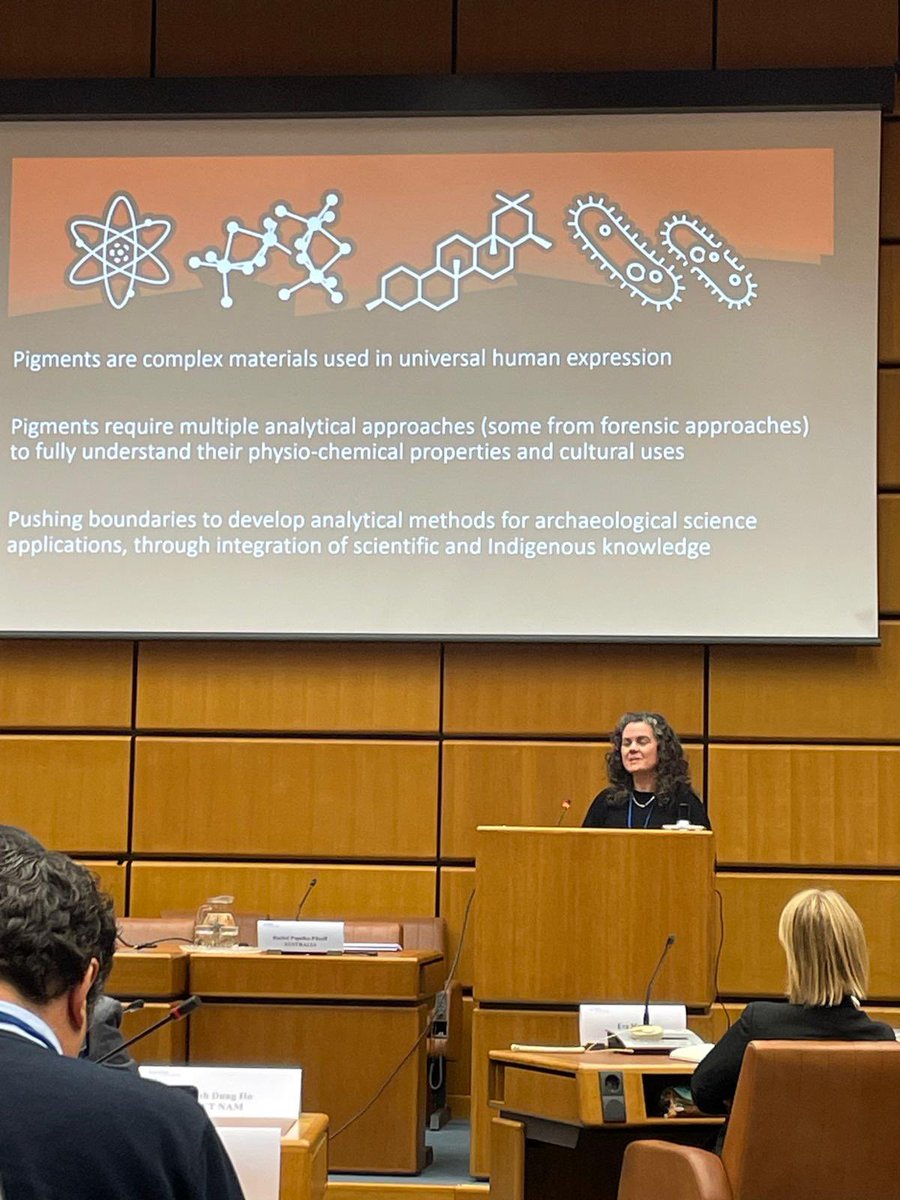 University of Melbourne’s Prof. Rachel Popelka-Filcoff presenting at an #IAEA technical meeting on nuclear techniques for forensic science - synchrotron and accelerator methods for Indigenous Australian archaeology.