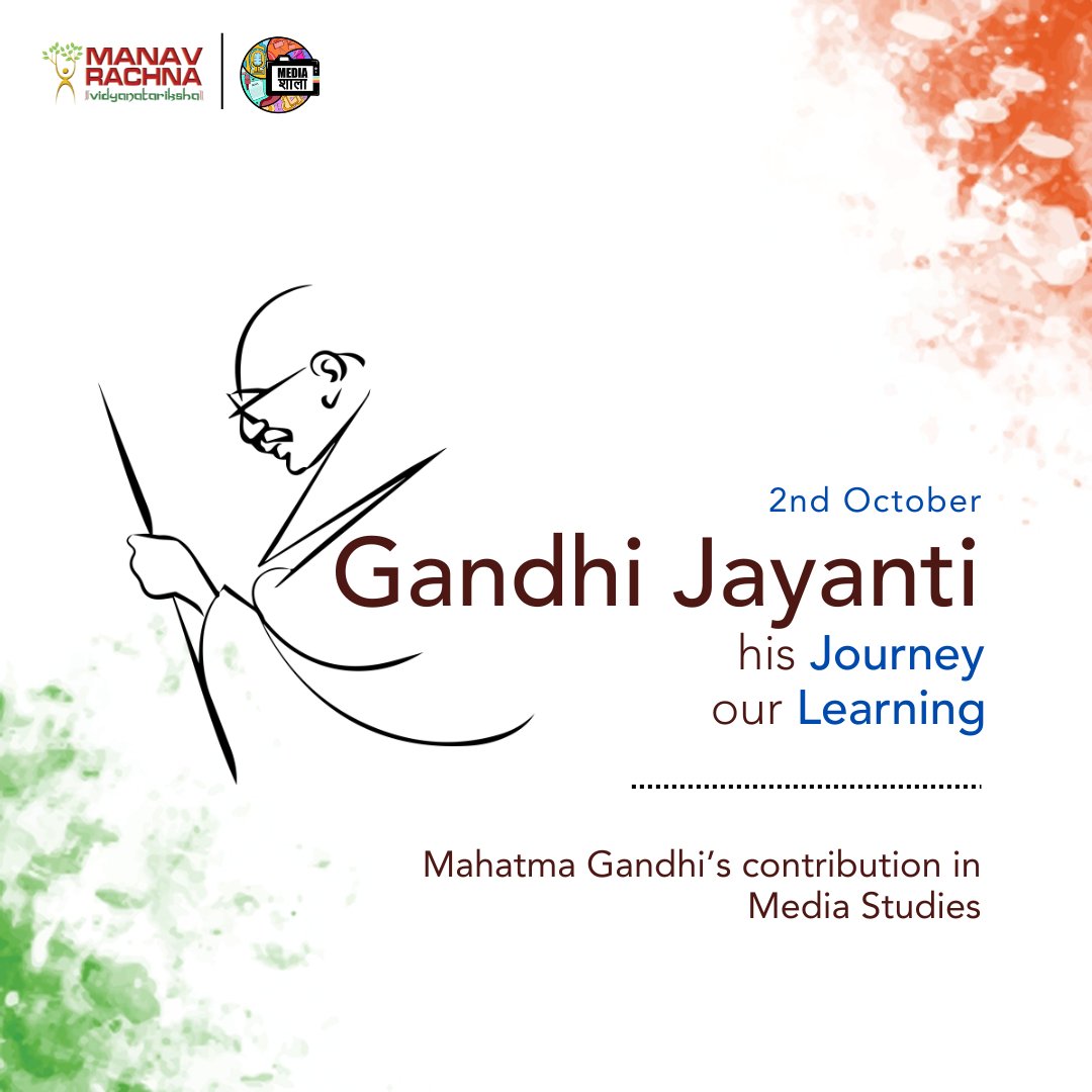 MediaShala_'s tweet photo. On this #GandhiJayanti, we celebrate not just the Mahatma’s role in  shaping India’s freedom, but also his profound impact on communication  and media. His legacy reminds us that words and media can  be tools for change #Mediashala #PowerOfCommunication #MediaForChange https://t.co/WzhkR0nIrM