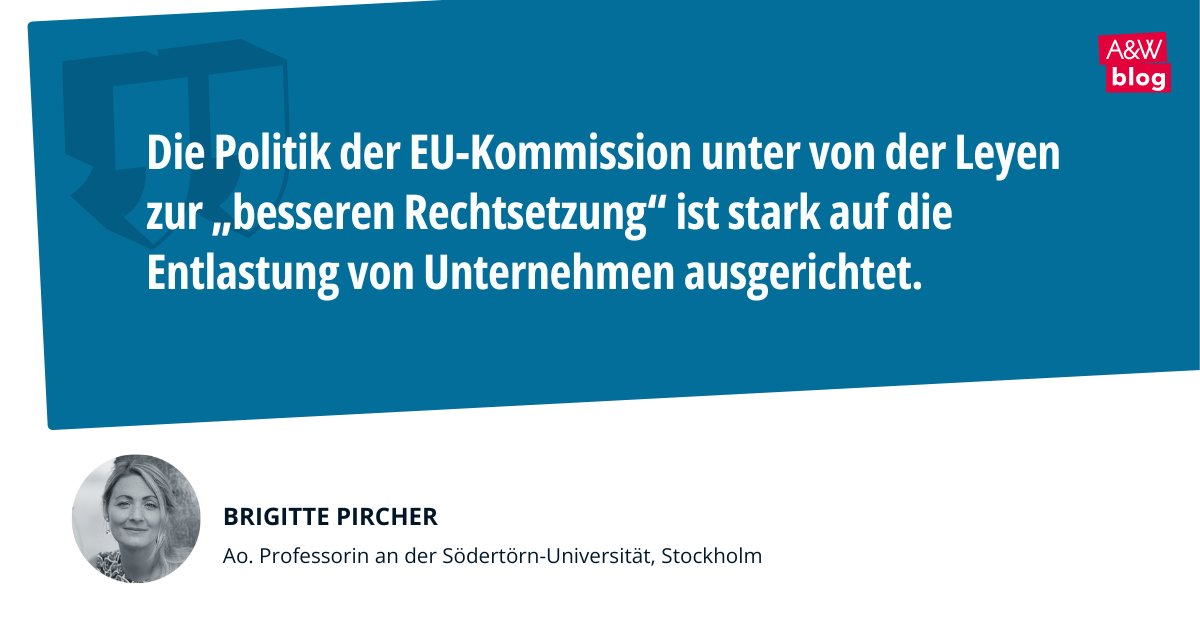 A&W Blog (@aundw) on Twitter photo Die EU setzt verstärkt auf "bessere #Rechtsetzung" – doch wessen Interessen werden dabei bedient? Eine Studie von <a href="/BrigittePircher/">Brigitte Pircher</a> zeigt, dass Unternehmen von Deregulierung profitieren, während soziale & ökologische Standards auf der Strecke bleiben: awblog.at/Europa/Bessere… Die EU setzt verstärkt auf "bessere #Rechtsetzung" – doch wessen Interessen werden dabei bedient? Eine Studie von <a href="/BrigittePircher/">Brigitte Pircher</a> zeigt, dass Unternehmen von Deregulierung profitieren, während soziale & ökologische Standards auf der Strecke bleiben: awblog.at/Europa/Bessere…