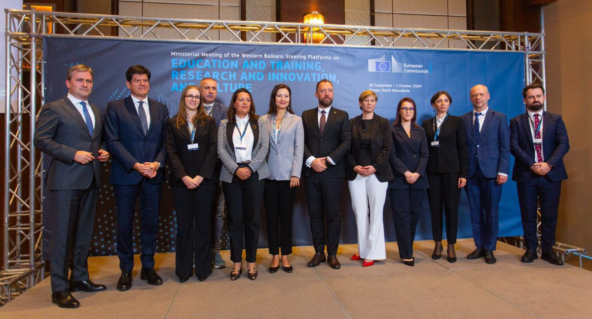 BGonxhja's tweet photo. 🇪🇺Takimi Ministerial i Komisionit Europian për Platformat Drejtuese të Ballkanit Perëndimor mbi Edukimin, Trajnimin, Kërkimin, Inovacionin e Kulturën në Shkup🇲🇰 u përmbyll me sukses me diskutime të rëndësishme edhe gjatë ditës së dytë! MEKI, AIE dhe IKTK përfaqësuan denjësisht🇦🇱! https://t.co/ehOFWV40oJ