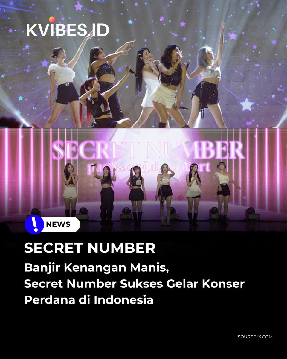 officialkvibes's tweet photo. Secret Number baru saja menyelesaikan konser solo pertama mereka yang bertajuk 'SECRET NUMBER pasSworLd CONCERT' di Senayan Tennis Indoor, Jakarta. Selama hampir 2 jam 30 menit, para member memukau penggemar dengan penampilan penuh energi dan encore yang tak terduga, membuat suasana semakin meriah. 
 
Di luar setlist yang telah disiapkan, Secret Number beberapa kali tampil dalam encore yang penuh semangat, berinteraksi dengan hangat bersama penggemar. Momen paling mengharukan terjadi ketika video pesan dari fans Indonesia diputar tanpa sepengetahuan para member, membuat mereka dan seluruh penonton ikut terharu dan meneteskan air mata. 
 
Dita, salah satu member yang berasal dari Indonesia, mengungkapkan rasa bahagianya, “Ini momen yang sangat spesial bagi kami, apalagi ini adalah konser pertama saya di kampung halaman. Terima kasih untuk cinta kalian.” 
 
Konser ini sukses terjual habis sejak jauh hari, membuktikan besarnya antusiasme penggemar Indonesia terhadap Secret Number. Tidak hanya konser, fan event dan acara media yang digelar sehari sebelumnya juga menarik perhatian banyak media lokal. 
 
Konser ini diharapkan menjadi langkah awal penting dalam memperluas aktivitas global Secret Number di masa depan. 
 
———             
Sc. Daum        
© KVIBES - pri             
#kvibes_secretnumber #kvpri #kvibesnews