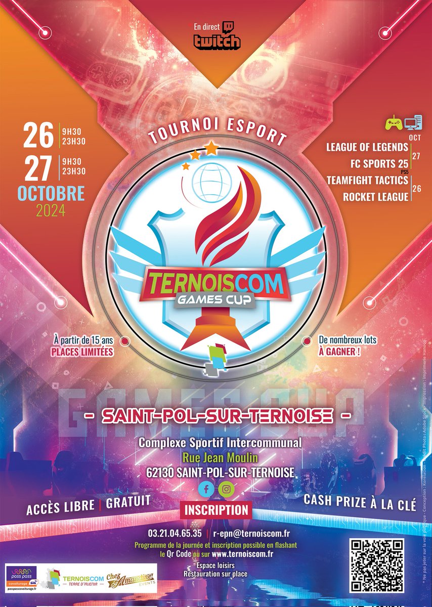 📢 LAN TERNOIS COM GAMES CUP
📆 Dimanche 27 Octobre
🕣 Dès 9h30
🎮 FC 25
🎤 Cast par <a href="/OAG_Disco/">Valentin |Disco| Tiquet</a> et <a href="/GaetanCh/">Gaëtan.C</a>
📍Saint-Pol-Sur-Ternoise (62)
💵 700€ à gagner.

INSCRIPTIONS OUVERTES ⬇️
play.toornament.com/fr/tournaments…

Discord de l'événement ⬇️
discord.gg/hkG6ZnghdG