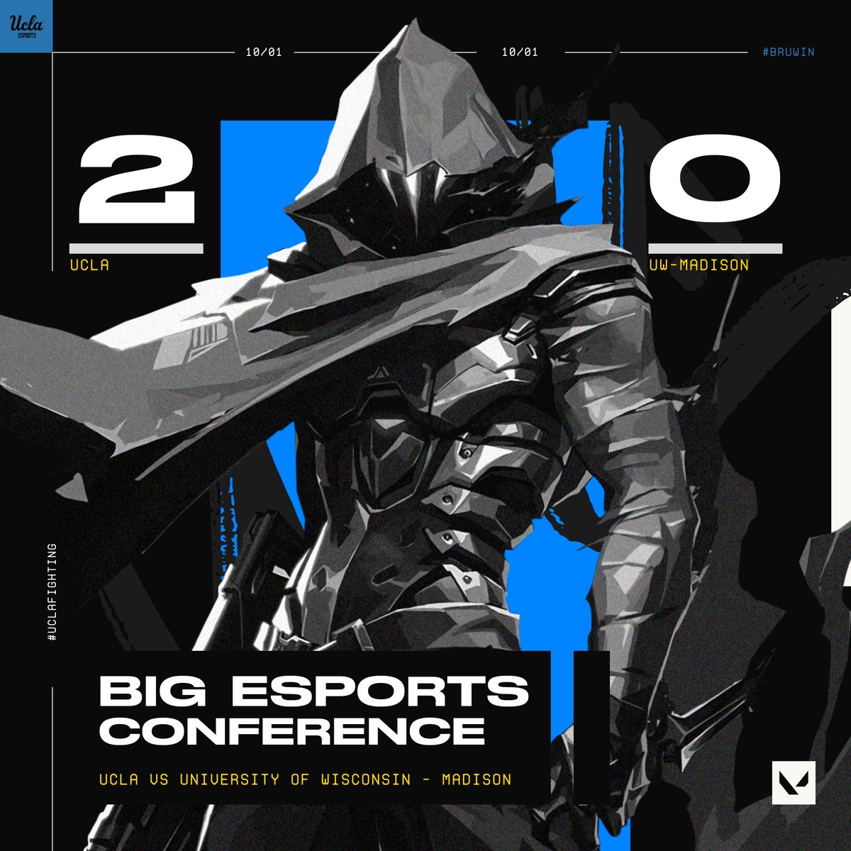 UCLAEsports's tweet photo. Our VALORANT team takes their first win this season in the @BigEsportsConf over @Madison_Esports with a 2-0 victory, GGs!
#uclafighting #bruWIN #ucla #uclaesports #big10conference https://t.co/S8oopABmRJ