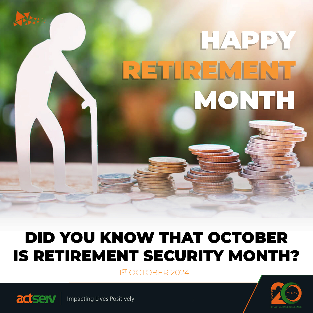 actserv's tweet photo. Did you know that October is Retirement Security Month!  It's never too early (or too late) to secure your financial future. Take action now for peace of mind later.
#retirementplanning #financialplanning #FutureReady #retirement #pension https://t.co/1hd0bGSUvb