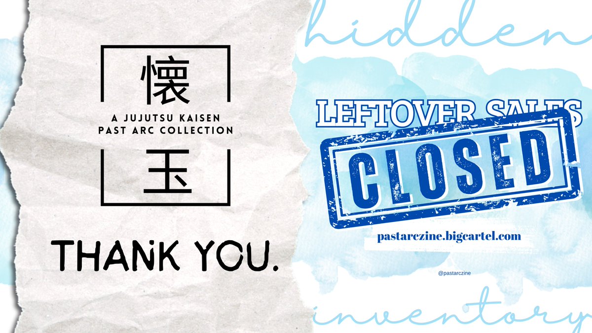 pastarczine's tweet image. 💙✨Leftover Sales Closed!✨💙
With that, the curtain falls on our Hidden Inventory zine. Thank you to everyone who's supported us along the way!
(We'll be processing the last of leftover orders soon✨)