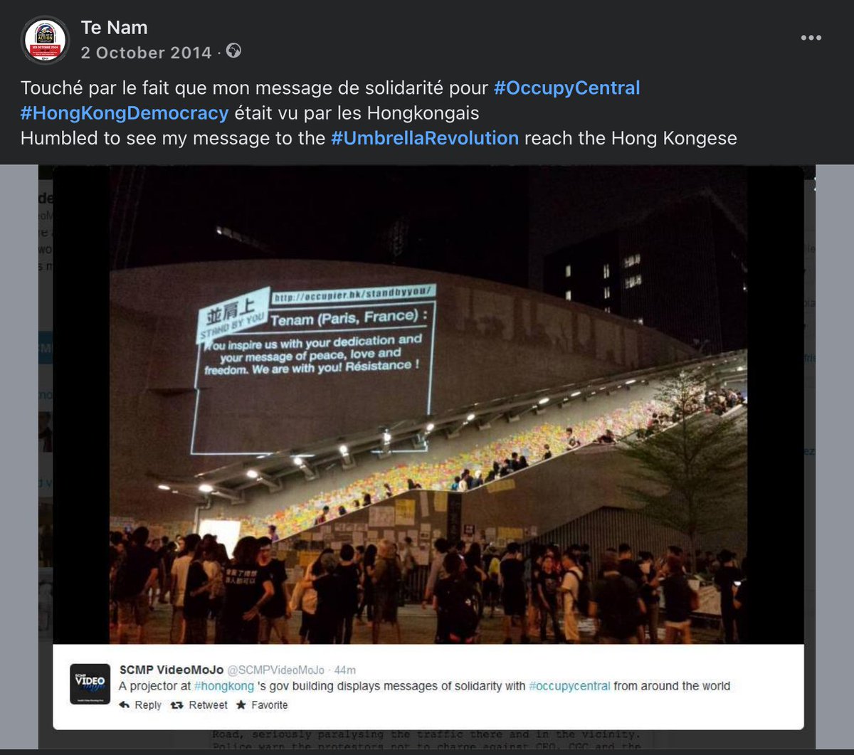 tenam's tweet photo. C’était il y a 10 ans
#HongKong
#UmbrellaRevolution
#OccupyCentral https://t.co/09mecdWybw