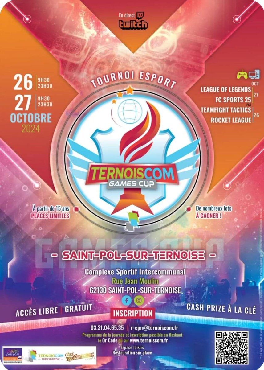 📢 LAN TERNOIS COM GAMES CUP
📆 Dimanche 27 Octobre
🕣 Dès 9h30
🎮 FC 25
🎤 Cast par <a href="/OAG_Disco/">Valentin |Disco| Tiquet</a> et moi même 
📍Saint-Pol-Sur-Ternoise (62)
💵 700€ à gagner.

INSCRIPTIONS OUVERTES ⬇️
play.toornament.com/fr/tournaments…

Discord de l'événement ⬇️
discord.gg/hkG6ZnghdG