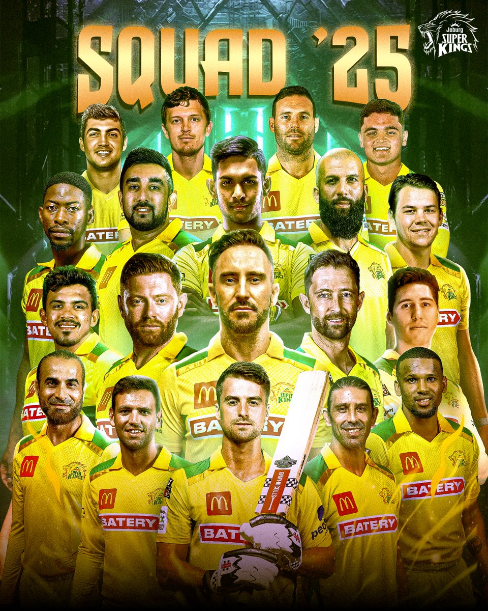 Joburg Super Kings (@jsksa20) on Twitter photo Here we are - To Joburg, We Belong! ๐ฆ
The Lionsโ pride of 25! ๐ฅณ๐
#WhistleForJoburg
#ToJoburgWeBelong
<a href="/SA20_League/">Betway SA20</a> Here we are - To Joburg, We Belong! ๐ฆ
The Lionsโ pride of 25! ๐ฅณ๐
#WhistleForJoburg
#ToJoburgWeBelong
<a href="/SA20_League/">Betway SA20</a>