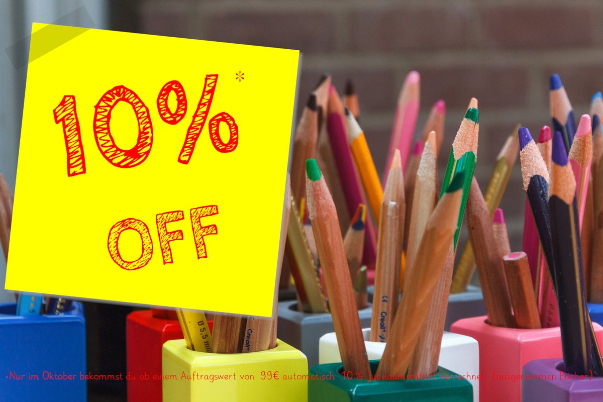 Nur im Oktober bekommst du ab einem Auftragswert von 99€ automatisch 10% Jubiläumsrabatt verrechnet. (ausgenommen Bücher) montessori-shop.de #montessori #montessorimaterial #kinder #lernen #Kindergarten #grundschule
