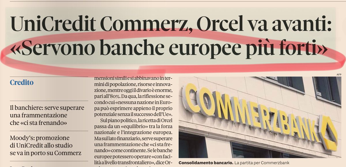 giuslit's tweet photo. No! Servono banche italiane più piccole, più vicine alle imprese e capaci di fare prestiti senza guardare gli algoritmi, ma osservando e valutando le persone e le aziende.
Insomma le BCC o qualcosa di simile alle Raiffeisen, Landesbanken, Volksbanken, Sparkassen…
Meno ROE, più prestiti.