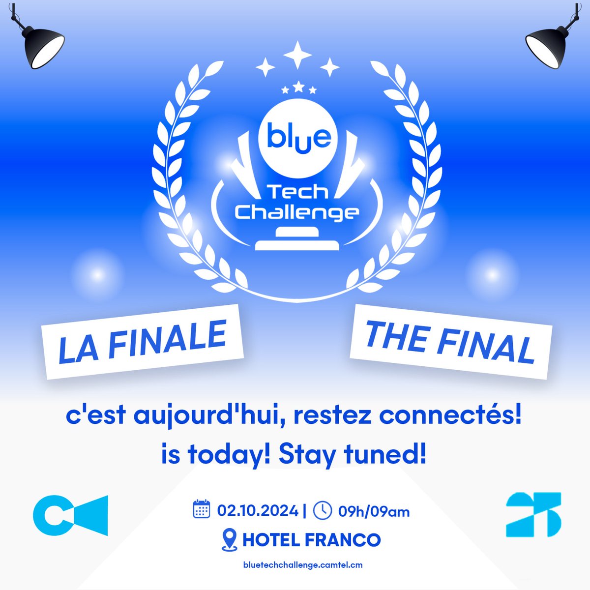 Camtelonline's tweet photo. C'est le Jour-J! Qui des 30 finalistes remporteront les Prix pour les catégories blue Star, blue Academic Innovation, blue Tech Women et Handi blue? Restez connectés!
#blueTechChallenge #CAMTEL
-----------------
1/2 https://t.co/vGXJP3j8WH