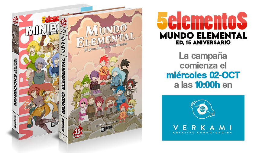 dejesulink's tweet photo. 🔥 ¡Arranca la campaña de #Verkami de MUNDO ELEMENTAL Edición 15 ANIVERSARIO y MINIBOOKS Archivo Total en https://t.co/XgLyrszARp! 🔥 Nuevas ediciones con contenido adicional inédito para celebrar el aniversario de #5elementos 🔄 Un RT ayuda muchísimo 🙏 ¡Empezamos! ❤️💛💙💜🖤 https://t.co/J5iuUKQWUl