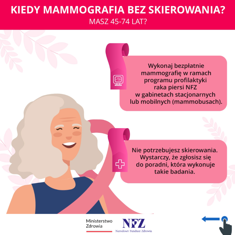 NFZ_GOV_PL's tweet photo. 📅 Październik — miesiąc świadomości raka piersi

🤔 CZY WIESZ, ŻE...
🩺 #Mammografia to najbardziej precyzyjne badanie w #profilaktyka raka piersi?

@MZ_GOV_PL

💡 Dowiedz się, jak wygląda mammografia w #mammobus 👇
https://t.co/483WaIzG4q