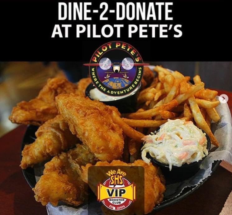 Dine at Pilot Pete's for *lunch* or *dinner* today - Wednesday 10/2 &amp; 20% of your check will be donated back to programs supporting SHS students and staff!! *Be sure to mention this flyer while ordering take out or dining in!
