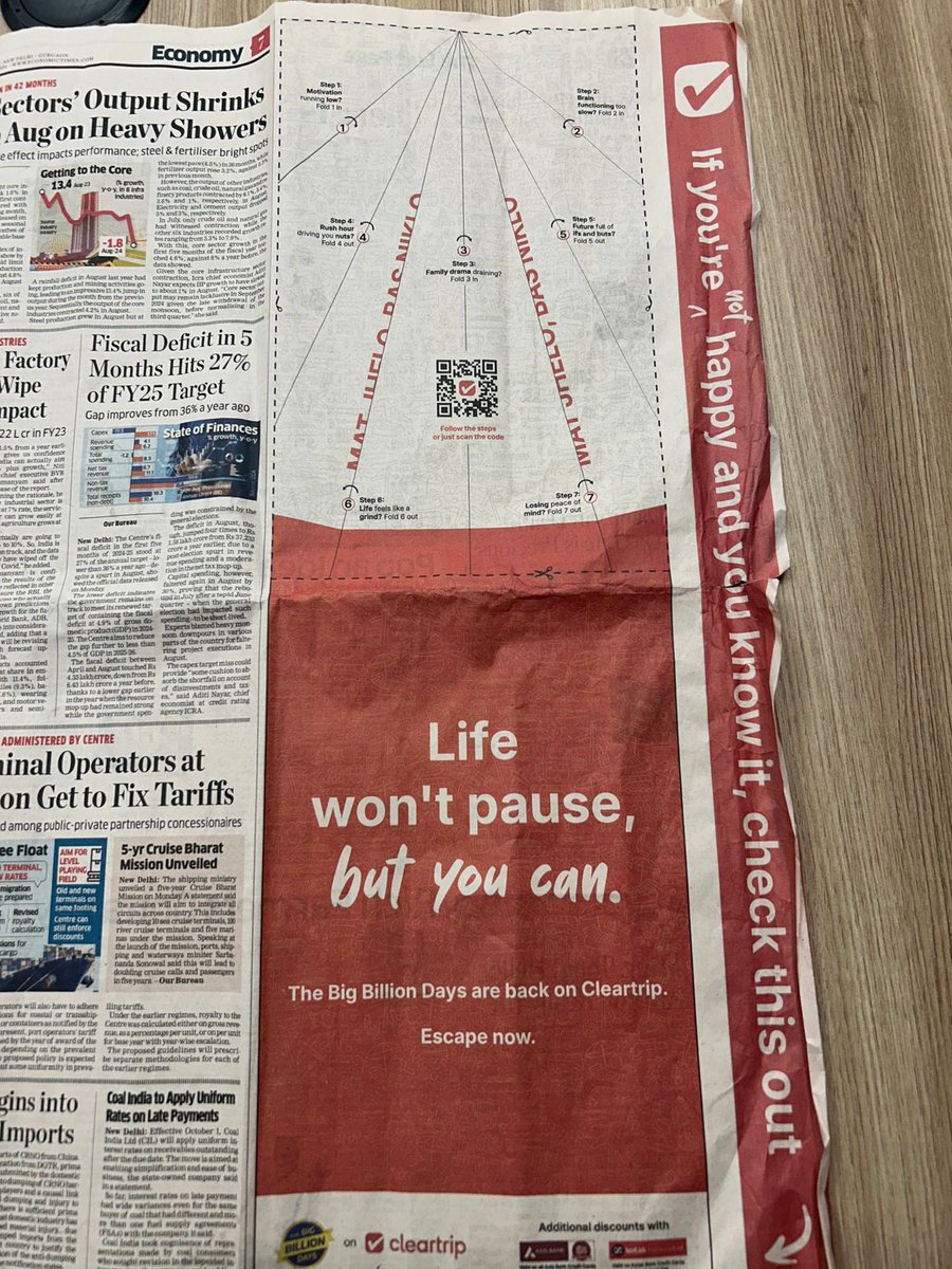 Is this a flying f***? 😂

Ad mein origami? Interesting one @cleartrip
#BBD #FlyingF #MatJheloBasNiklo