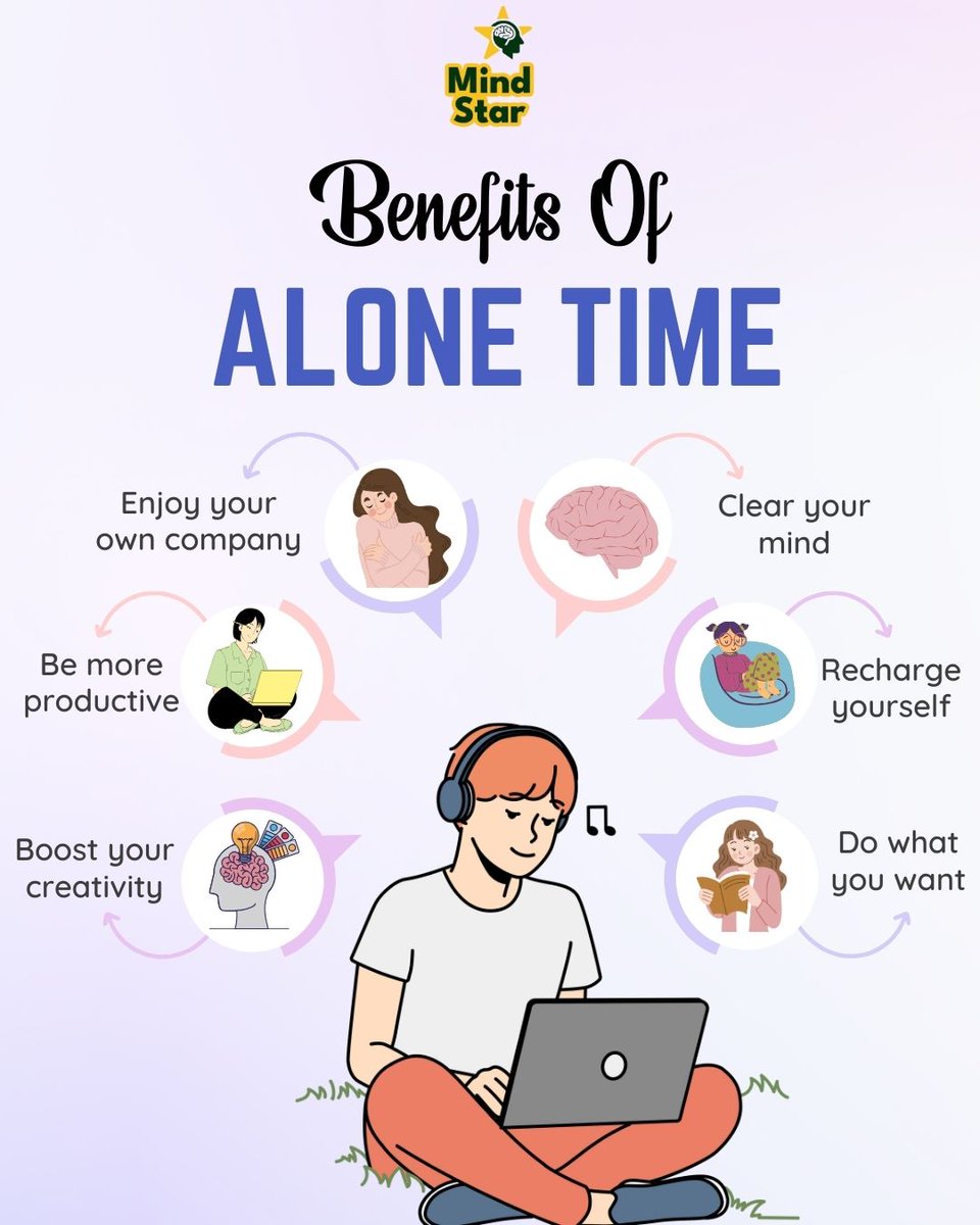 MindStarHelp's tweet image. Taking time to be alone isn’t about isolation, but rejuvenation. Alone time allows you to recharge, gain clarity, and boost creativity.
#metime #alonetime #productivity #mind #mentalhealth