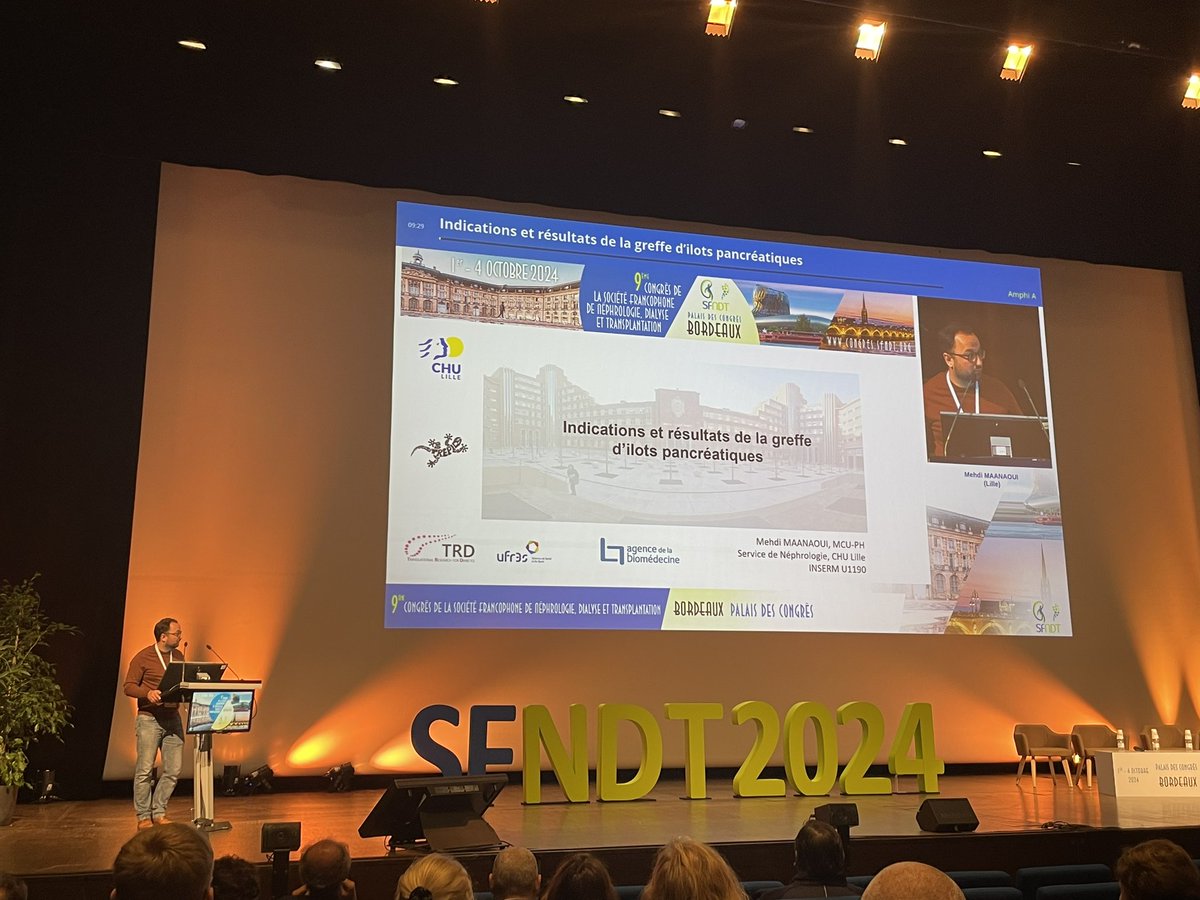LucileFigueres's tweet photo. Greffe d’îlots pancréatiques par le GOAT @MaanaouiMehdi ! #SFNDT2024 
- 2-3 donneurs nécessaires pour une efficacité suffisante (insuline-indépendance)
- Étude KAIAK : moins efficace que transplantation pancréatique mais…. 1/2 

https://t.co/PuhkzjX2f2 https://t.co/hg4Ce2HTtP