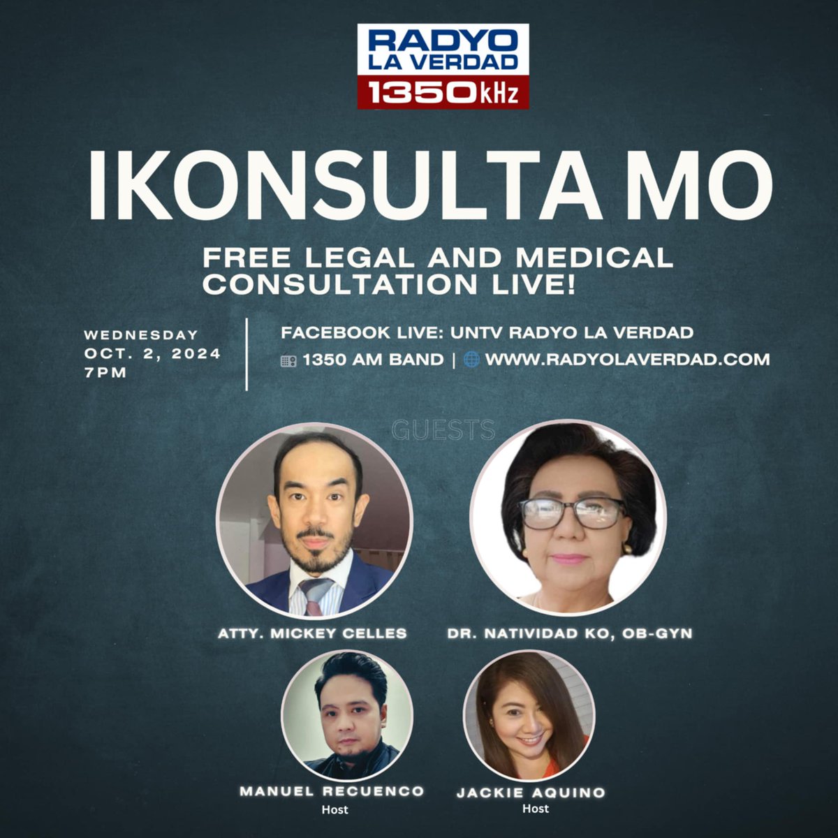 Kumonsulta nang libre sa abogado at doktor sa IKONSULTA MO, ngayong gabi, Wed, 7 PM, live sa UNTV Radyo La Verdad 1350.

radyolaverdad.com