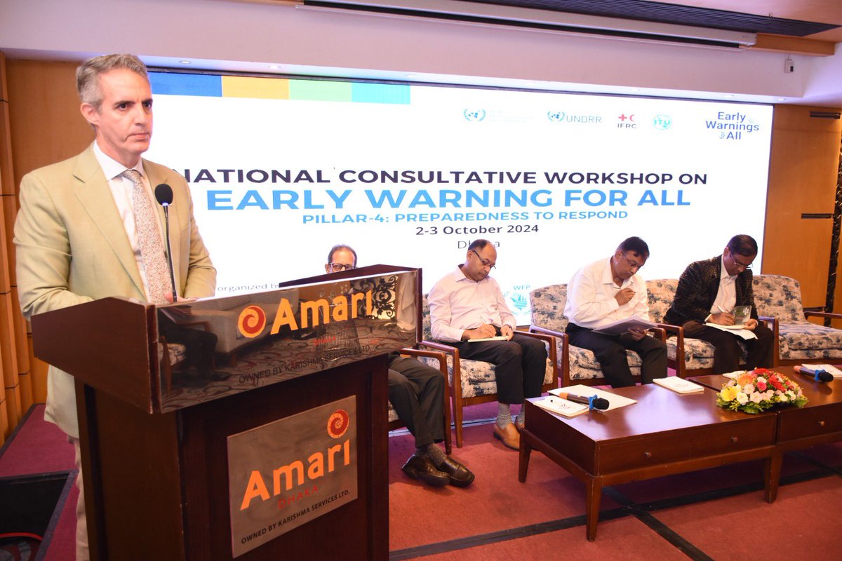 BocAlberto's tweet photo. Today, we organized the National Consultative Workshop on #EW4All in Dhaka🇧🇩.

@ifrc is collaborating with @BDRCS, CPP, Ministry of DM and many key partners, to identify gaps and develop action plan for preparedness and response capabilities.

#ClimateAction #EarlyWarning https://t.co/zNmDXTjE0E
