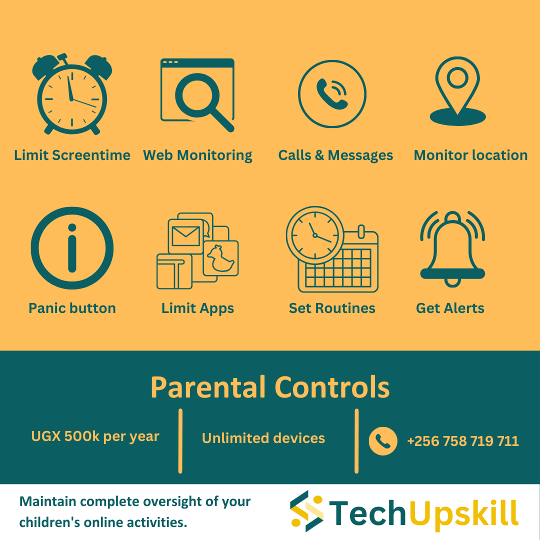 TechUpskillEA's tweet image. Worried about your kid online?  
Let&apos;s keep them safe! Reach out to us today to block harmful content, track their online moves, and set screen time limits 
Let&apos;s make the internet a better place for your family. #ChildSafety #Uganda #OnlineParenting