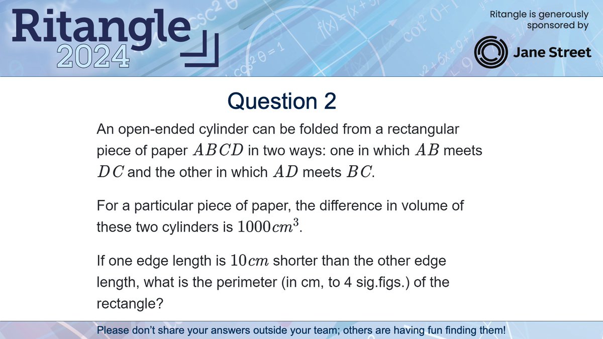 It’s great to see so many teams have already signed up for #Ritangle2024 at ritangle.mei.org.uk. 

Here’s question 2.