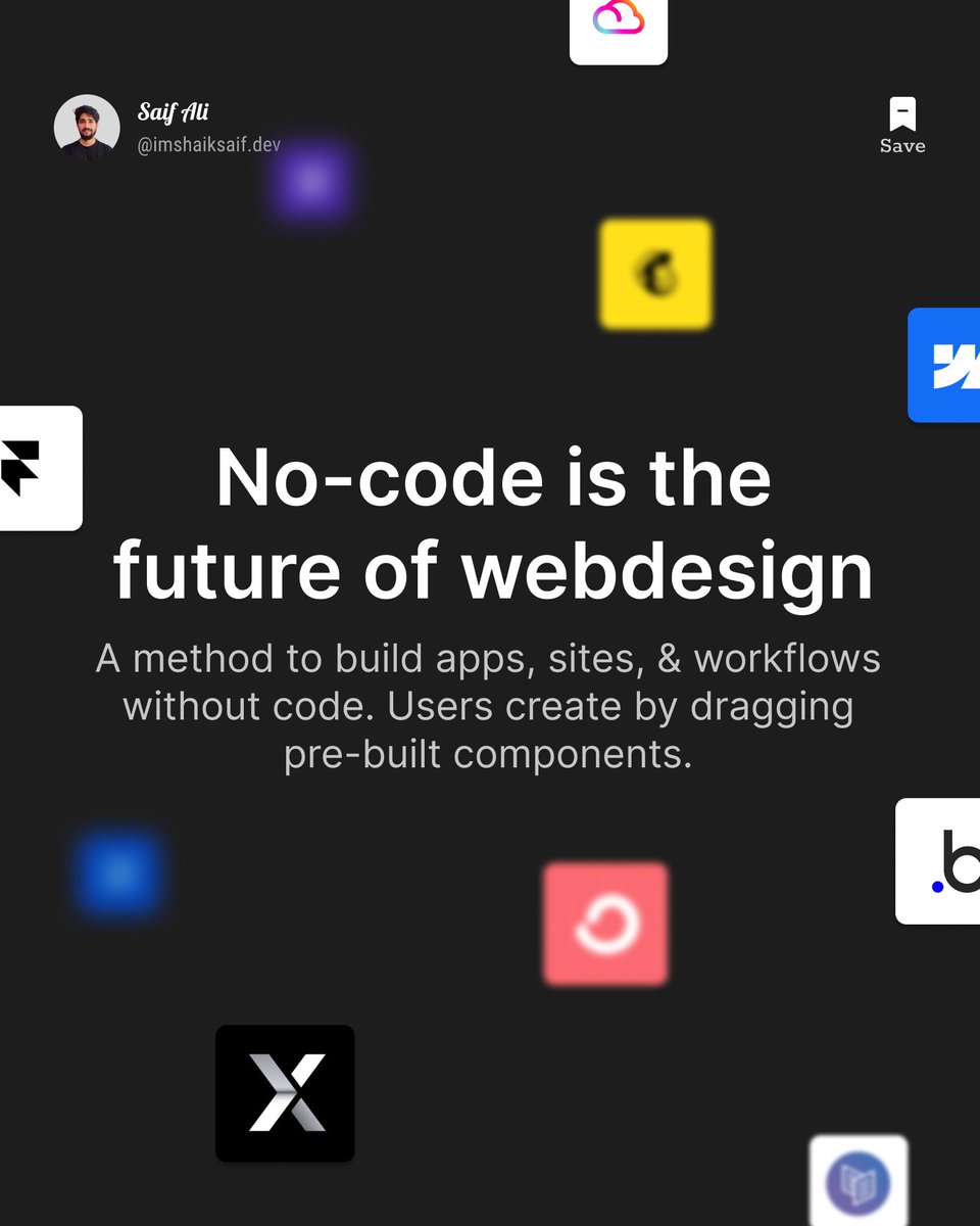 imshaiksaif's tweet image. Web design without coding? Yes, it’s possible! 🚀 No-code tools like Wix, Webflow, and Shopify make building your dream site faster and easier. Ready to join the
#NoCodeRevolution? 💻 #WebDesignSimplified #TechForEveryon