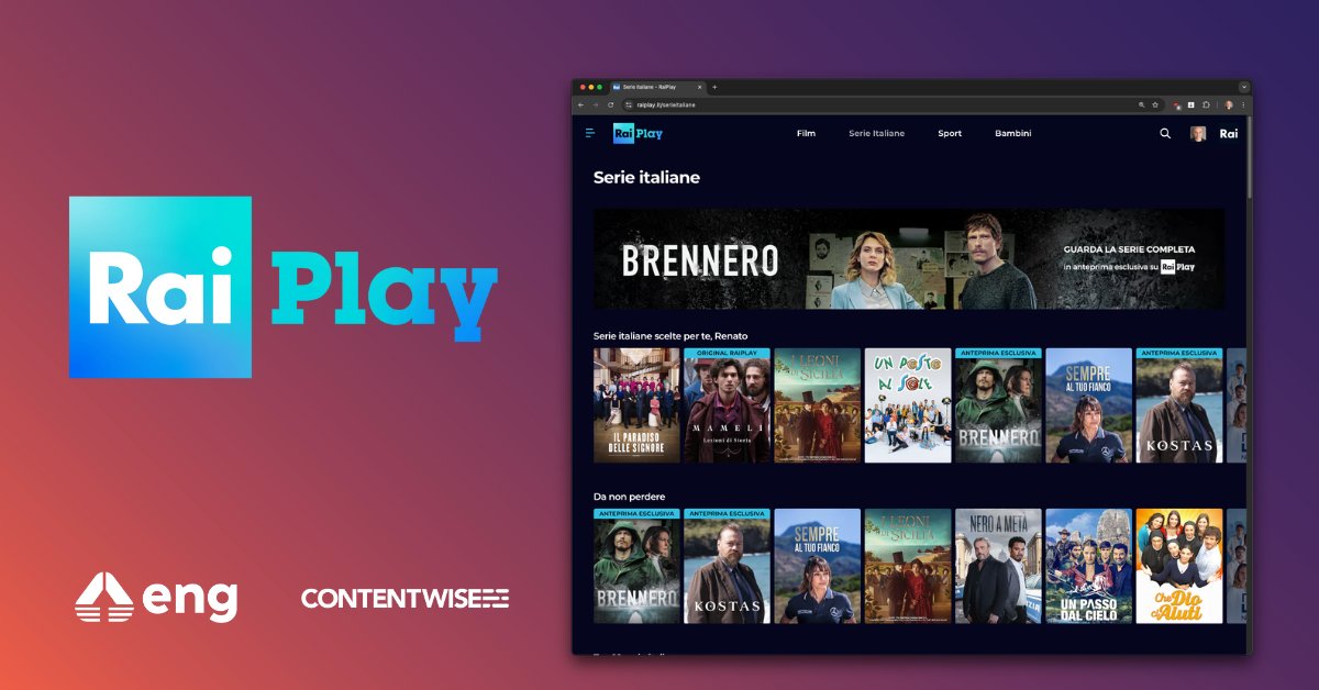 NEWS: RaiPlay's personalized user experience is now powered by Engineering and ContentWise! 
Read more:   contentwise.com/2024/09/engine…