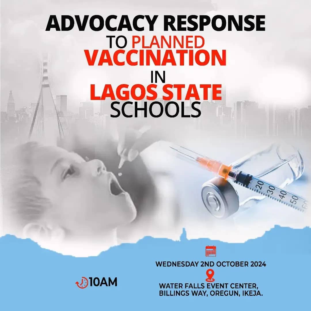 𝐀𝐃𝐕𝐎𝐂𝐀𝐂𝐘 𝐑𝐄𝐒𝐏𝐎𝐍𝐒𝐄 𝐀𝐆𝐀𝐈𝐍𝐒𝐓 𝐕𝐀𝐂𝐂𝐈𝐍𝐀𝐓𝐈𝐎𝐍 𝐏𝐋𝐀𝐍𝐒 𝐈𝐍 𝐋𝐀𝐆𝐎𝐒 𝐒𝐓𝐀𝐓𝐄 𝐒𝐂𝐇𝐎𝐎𝐋𝐒

We said we wouldn’t be silent, and now voices are rising! Let’s take a stand and raise awareness on the implications of the planned vaccination program in