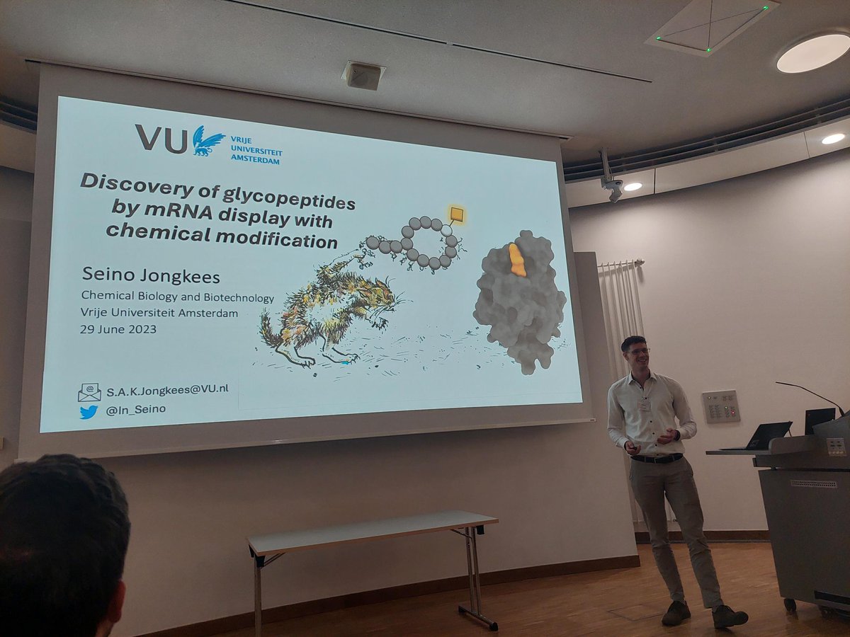 Stephan Hacker (inactive account) (@stephanhacker2) on Twitter photo Amazing to listen to an update about the great work of the group of <a href="/In_Seino/">Seino Jongkees</a> at #GDChBioChem2024 of <a href="/GDCh_BioChem/">GDCh Division of Biochemistry (inactive account)</a>. He talked about the power of mRNA display to identify potent and selective macrocyclic peptide ligands for target proteins. pnas.org/doi/abs/10.107… Amazing to listen to an update about the great work of the group of <a href="/In_Seino/">Seino Jongkees</a> at #GDChBioChem2024 of <a href="/GDCh_BioChem/">GDCh Division of Biochemistry (inactive account)</a>. He talked about the power of mRNA display to identify potent and selective macrocyclic peptide ligands for target proteins. pnas.org/doi/abs/10.107…