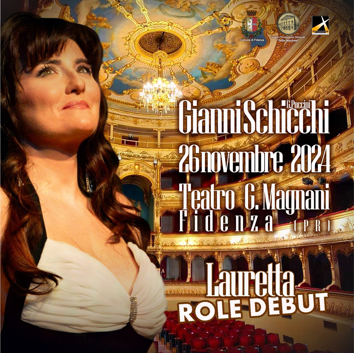 The soprano 𝙎𝙘𝙞𝙡𝙡𝙖  𝘾𝙧𝙞𝙨𝙩𝙞𝙖𝙣𝙤 will debut at the Teatro Magnani in  the role of LAURETTA in Giacomo Puccini's Opera "GIANNI SCHICCHI". With the direction of Luca Canonici and the direction of the Orchestra entrusted to M°N.J. Suppa scillacristiano.com