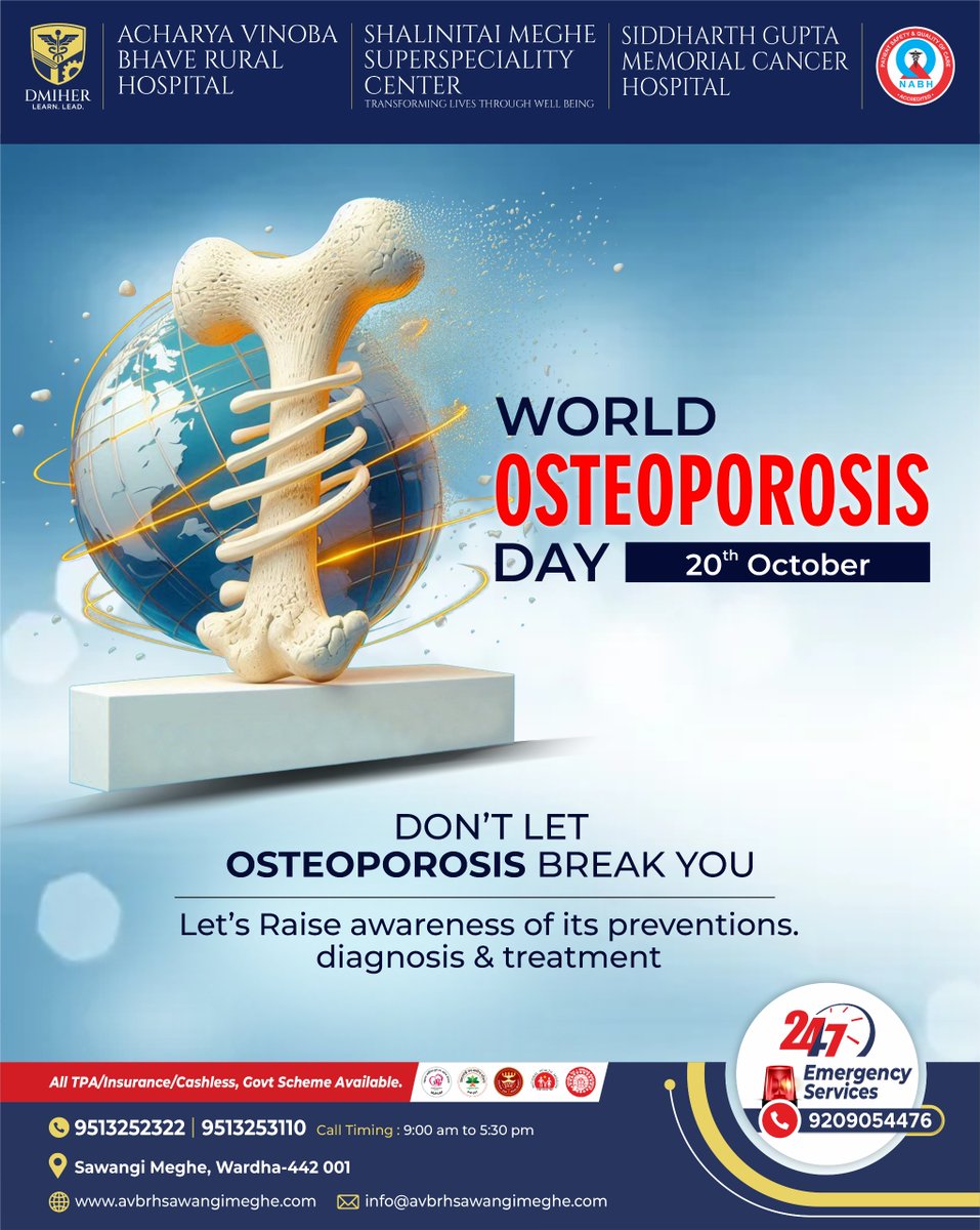 sgmchospital's tweet photo. Strong bones, strong life!  This
#WorldOsteoporosisDay, let’s raise awareness about bone health and the importance of prevention. Take steps today to keep your bones healthy and strong for a lifetime. 

#OsteoporosisAwareness #BoneHealth #StayStrong #HealthyAging #HospitalCare https://t.co/xND6YG3Hm2