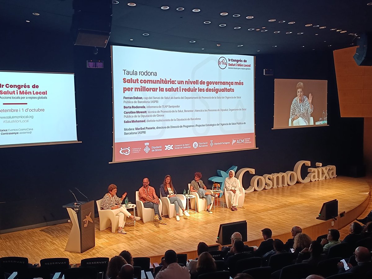 CSC (@csc_consorci) on Twitter photo 🪑 Taula Rodona 6: 'Salut comunitària: un nivell de governança més per millorar la salut i reduir les desigualtats'.
🗣️ Ferran Daban (@salutpublicabcn), Berta Rodoreda (EAP Santpedor), Caroline Mowatt (<a href="/DiputacioGirona/">Diputació de Girona</a>) i Saba Mohamed (<a href="/diba/">Diputació de Barcelona</a>).
🎙️ Modera Maribel Pasarín (ASPB). 🪑 Taula Rodona 6: 'Salut comunitària: un nivell de governança més per millorar la salut i reduir les desigualtats'.
🗣️ Ferran Daban (@salutpublicabcn), Berta Rodoreda (EAP Santpedor), Caroline Mowatt (<a href="/DiputacioGirona/">Diputació de Girona</a>) i Saba Mohamed (<a href="/diba/">Diputació de Barcelona</a>).
🎙️ Modera Maribel Pasarín (ASPB).